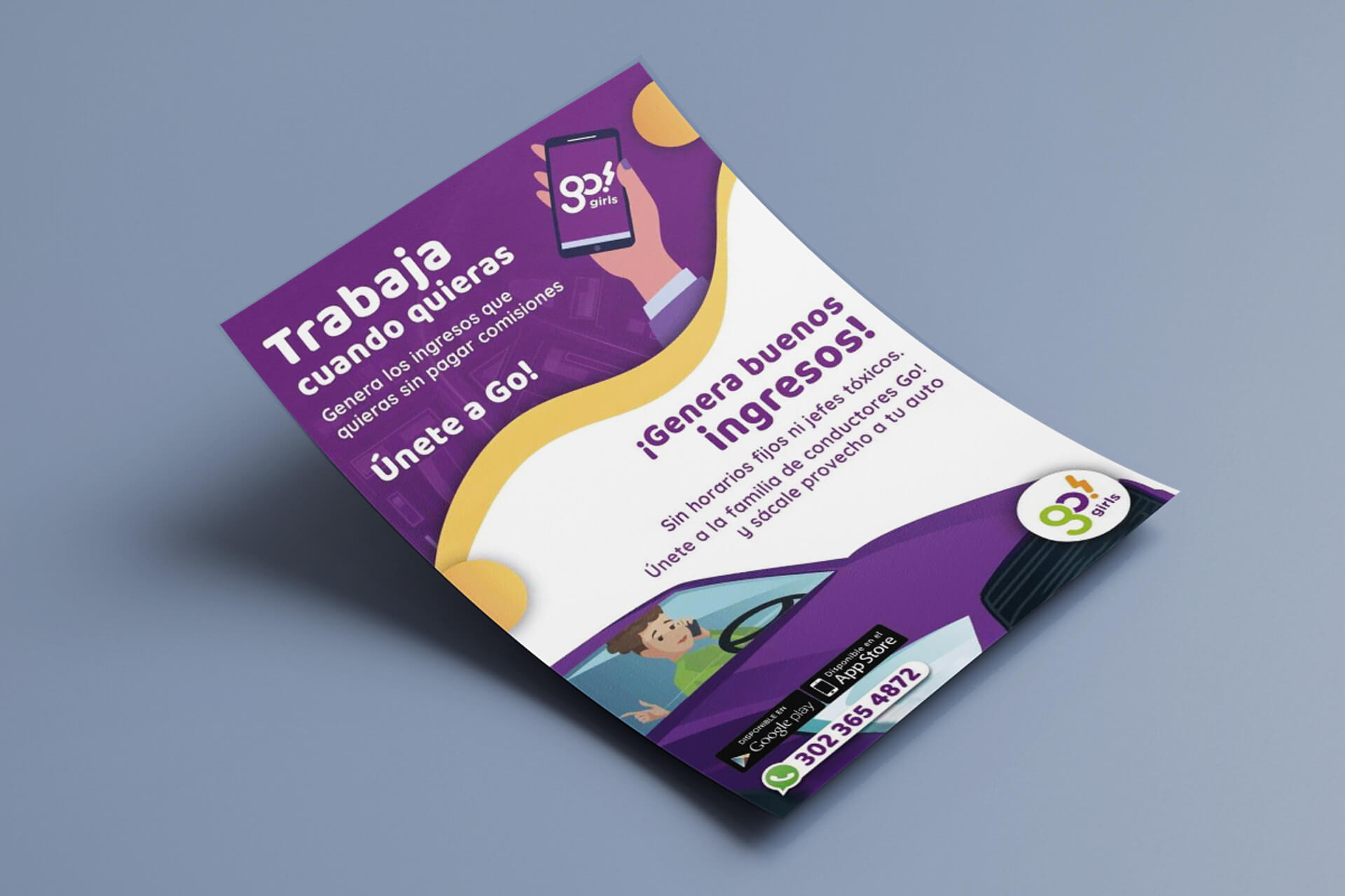 Diseño de logotipo, flyers para redes sociales, volante publicitario y tarjeta de presentación para Go! Girls