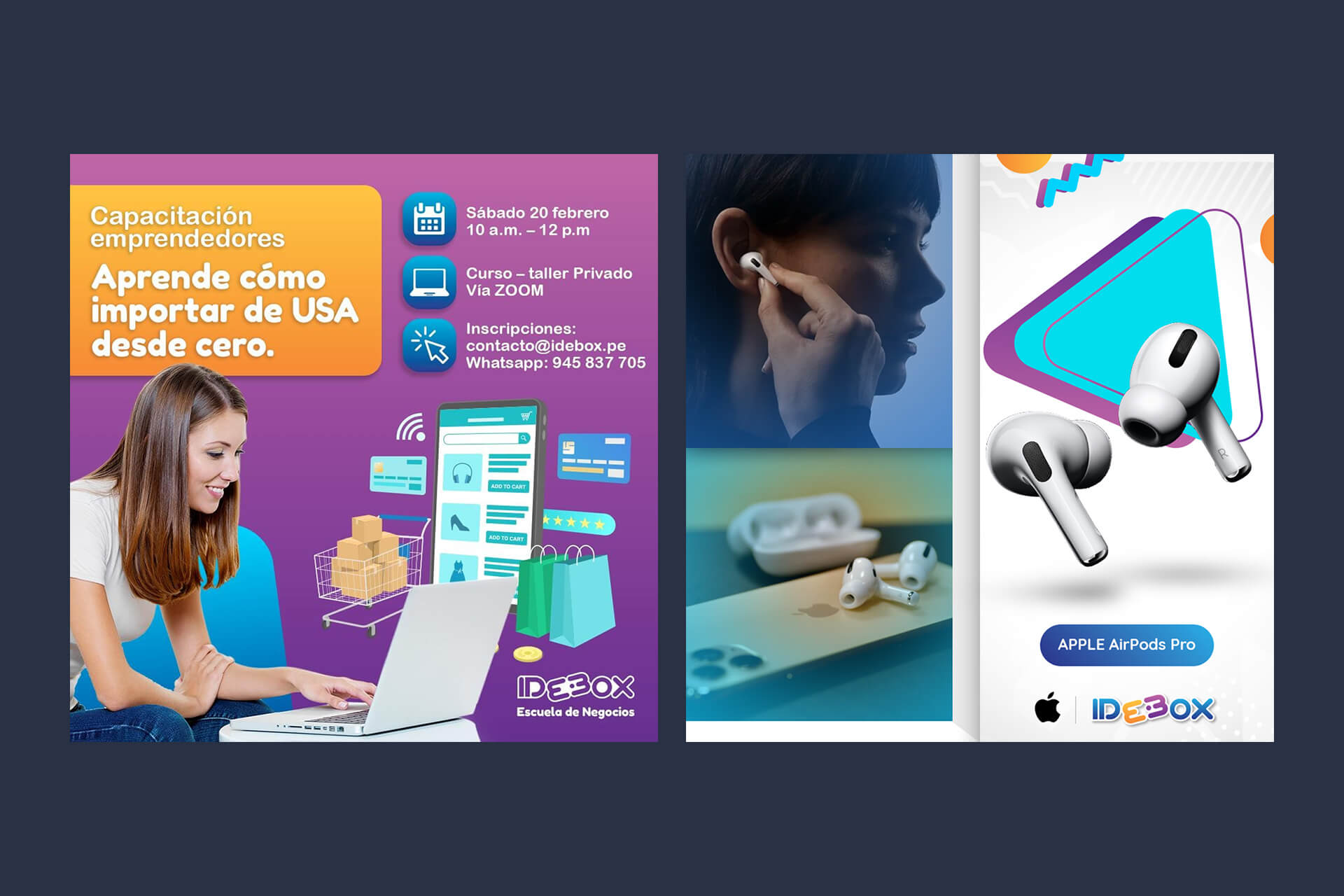 Pieza gráfica de Idebox para comunicar sus servicios de importación