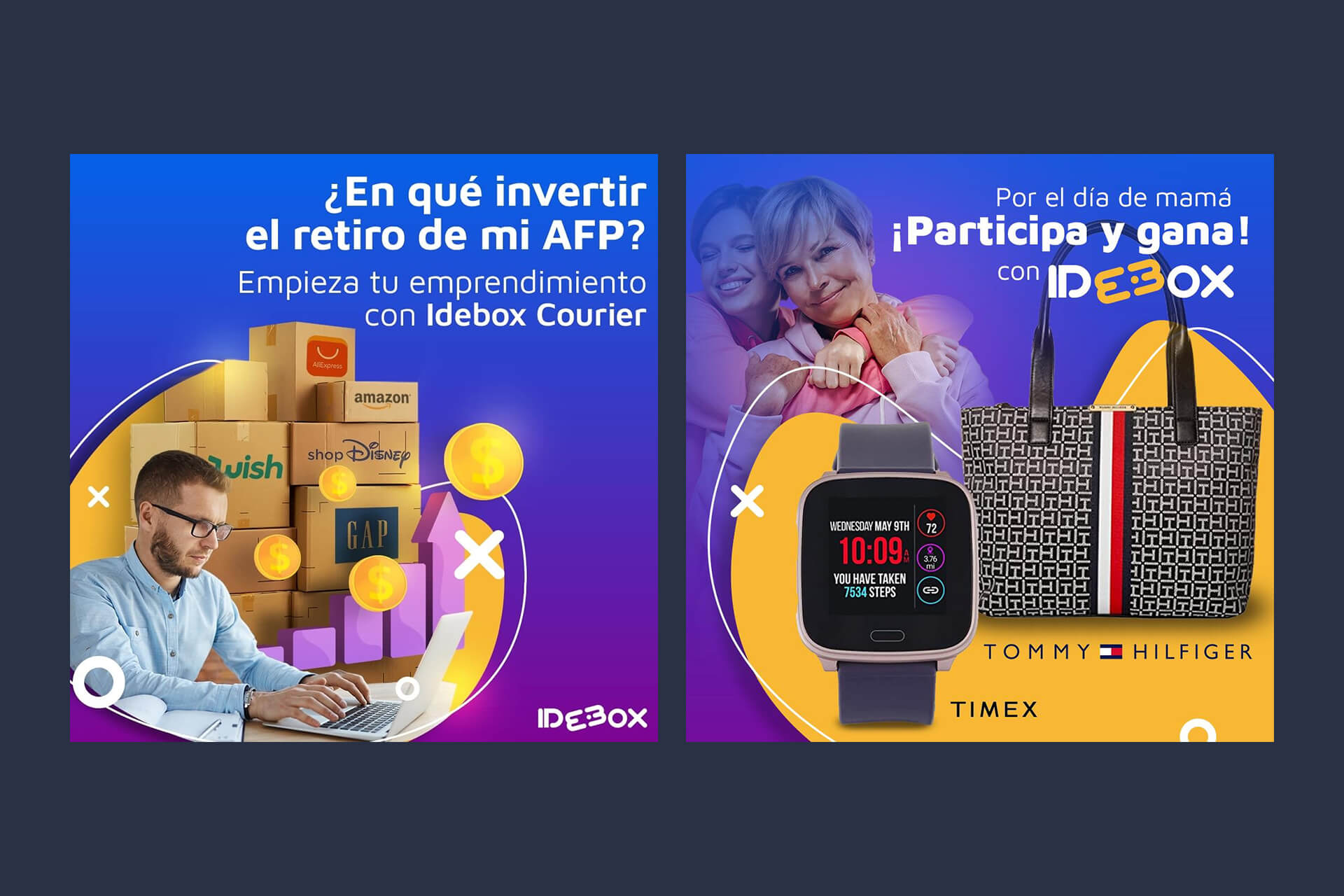 Piezas de Idebox para redes sociales con la identidad visual actualizada