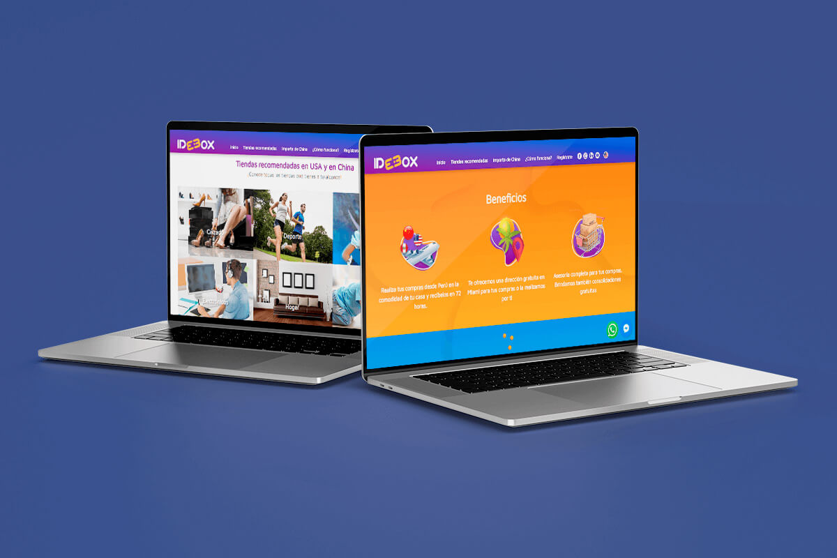 Secciones interiores de la página web de Idebox