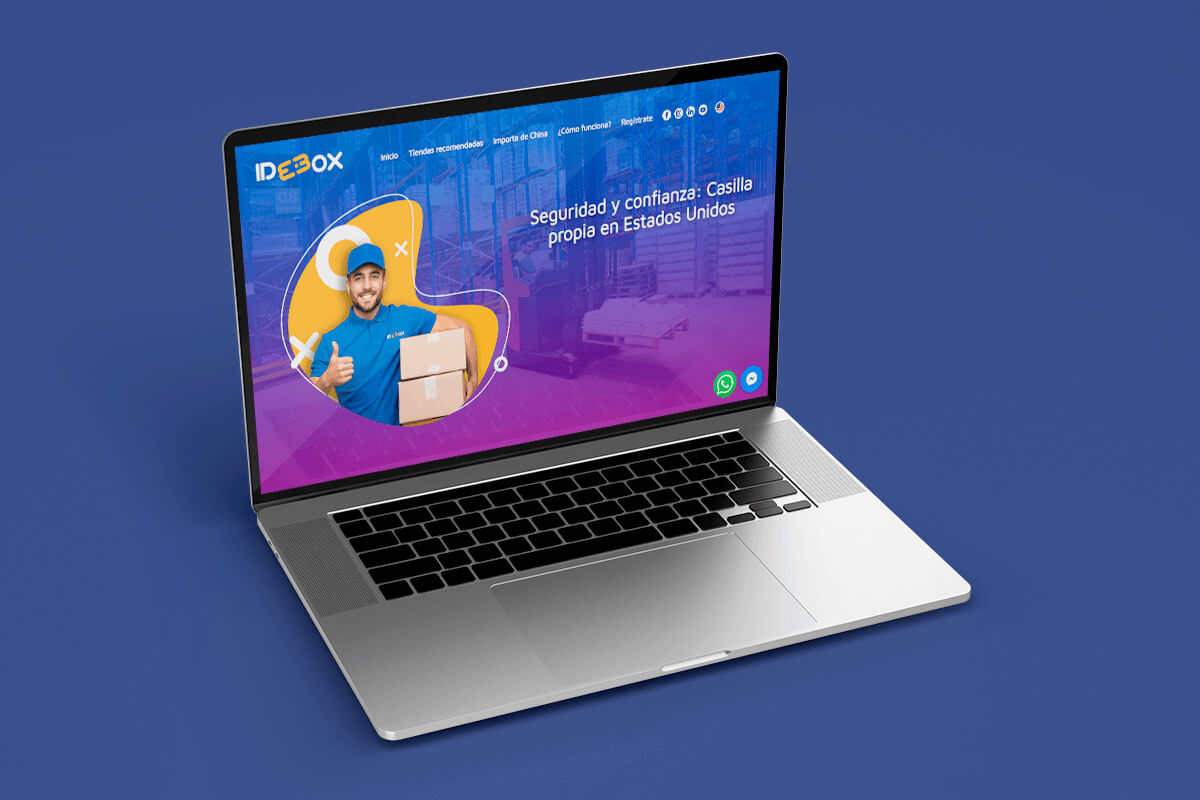 Página principal de Idebox con aplicación de la identidad visual