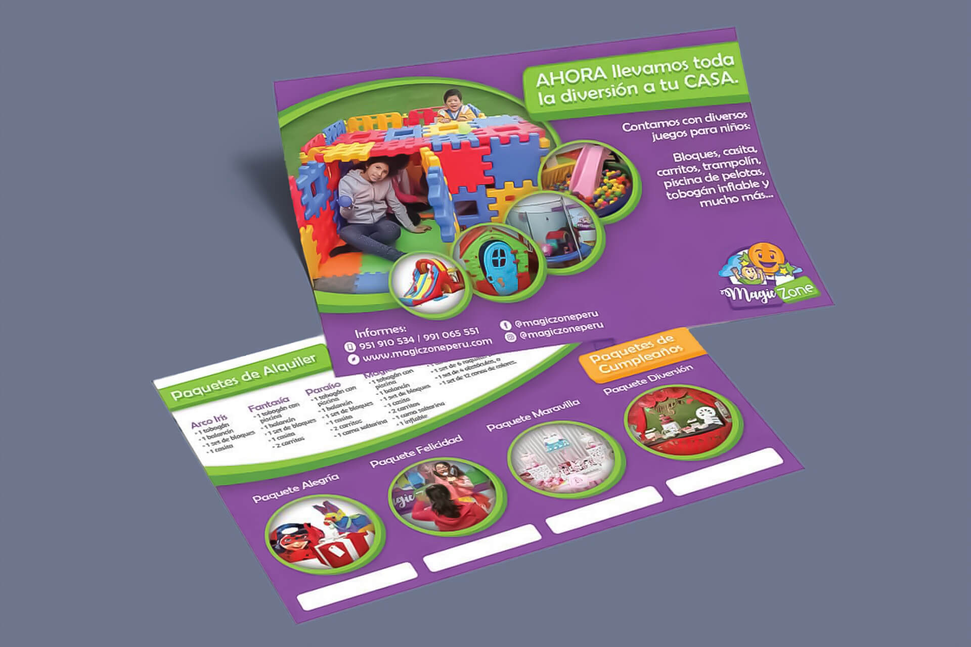 Diseño de logotipo, flyers para redes sociales y publicidad impresa para Magic Zone
