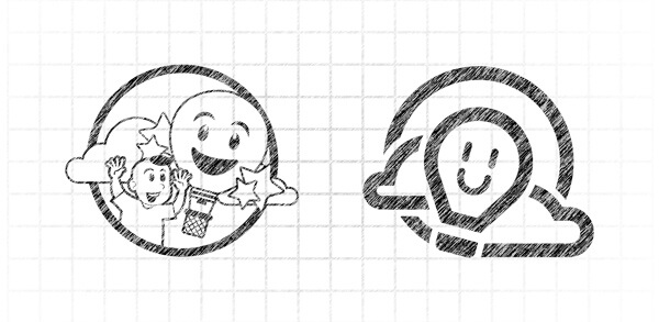Bocetos del isotipo original y del nuevo logotipo de Magic Zone durante el proceso de diseño