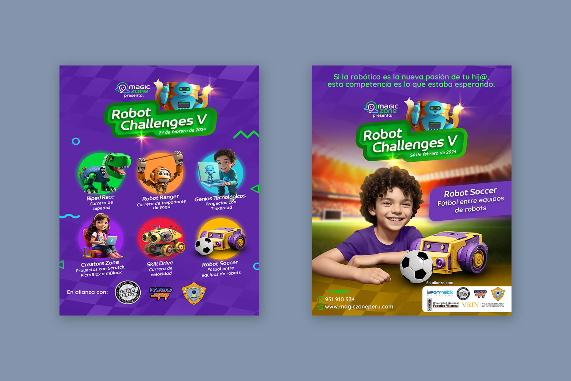 Flyer de Magic Zone para el evento de robótica Robot Challenges V