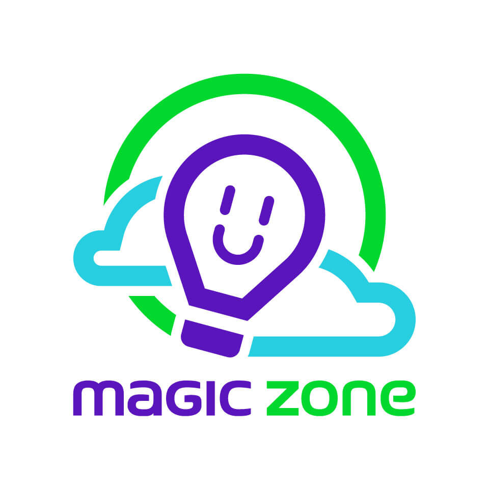 Logotipo vertical de Magic Zone en versión positiva