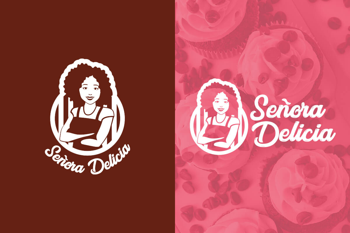 Versiones monocromáticas del logotipo de Señora Delicia