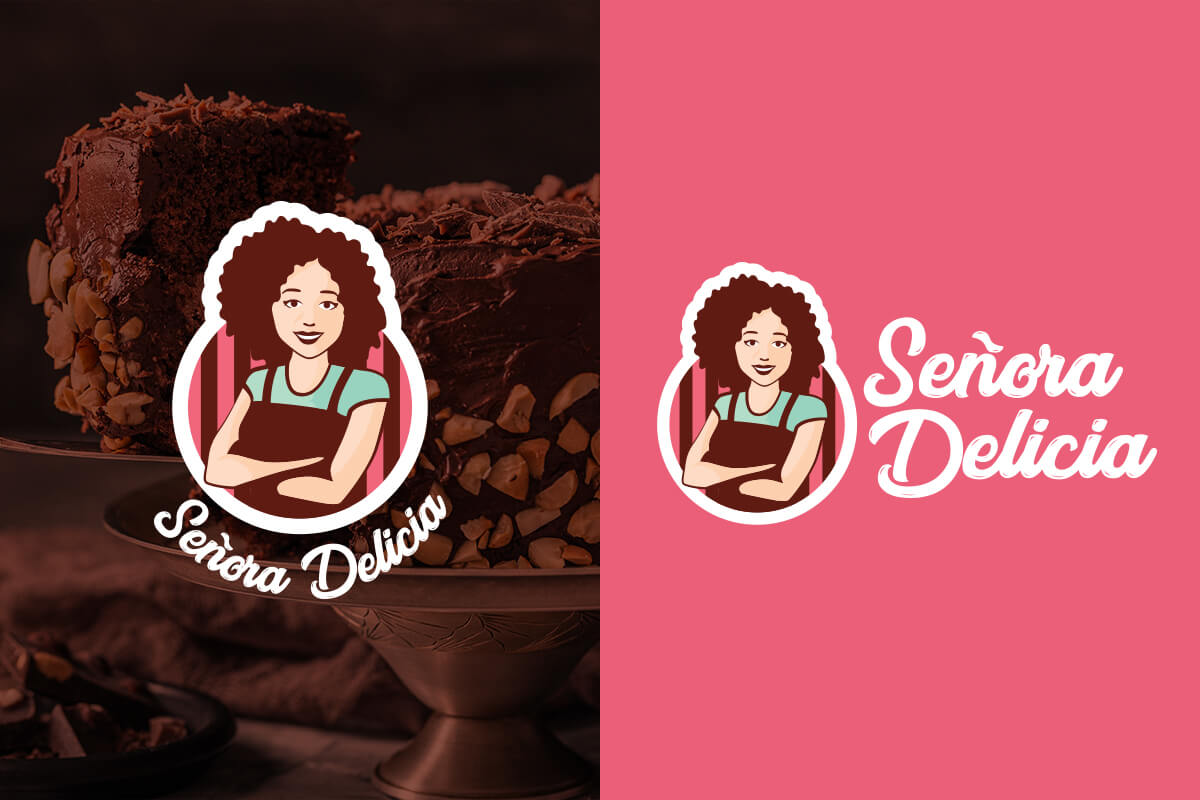 Versiones del logotipo de Señora Delicia para utilizar sobre fondos oscuros