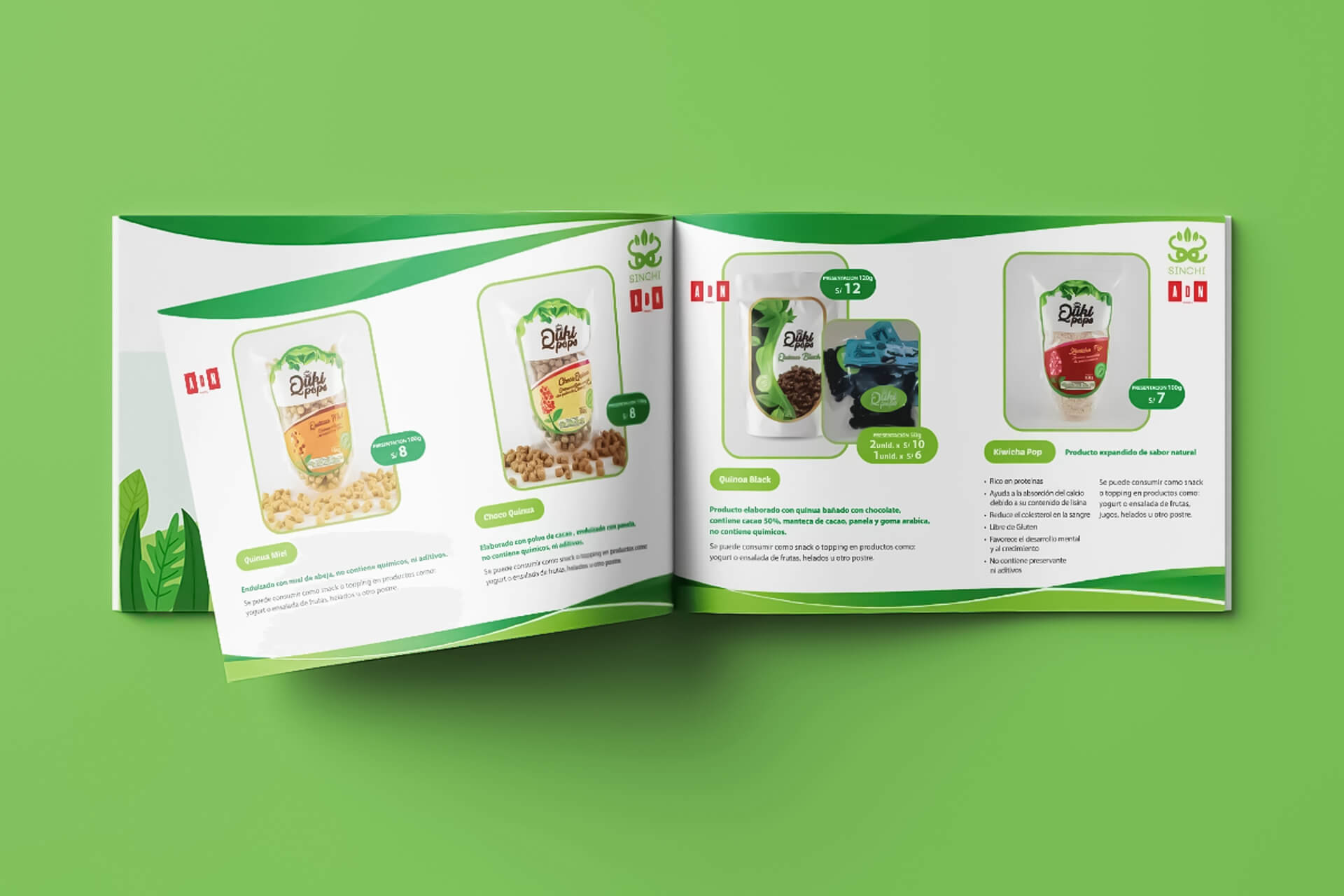 Página interior del catálogo de productos Sinchi con información comercial