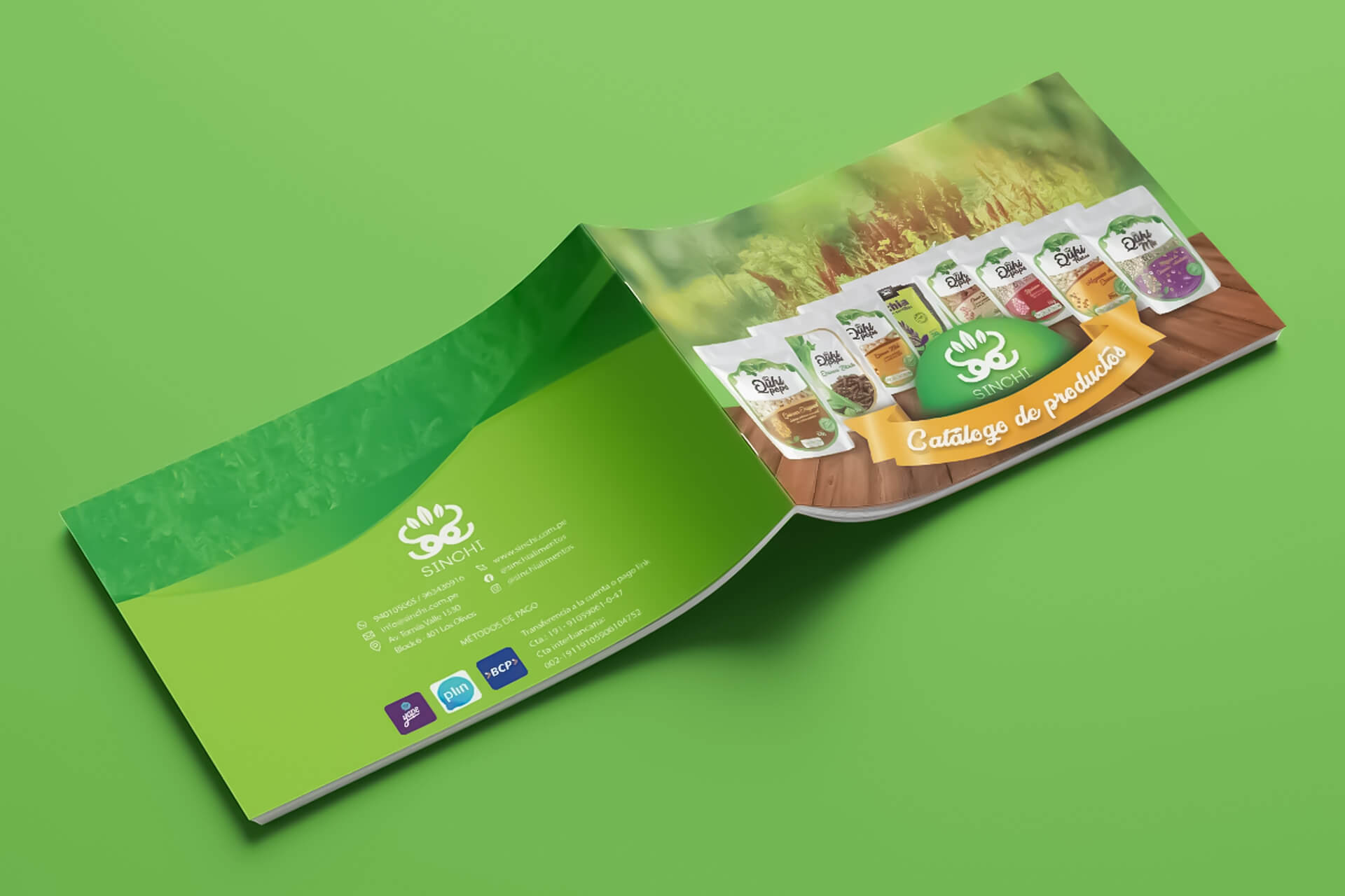 Portada y contraportada del catálogo de productos Sinchi