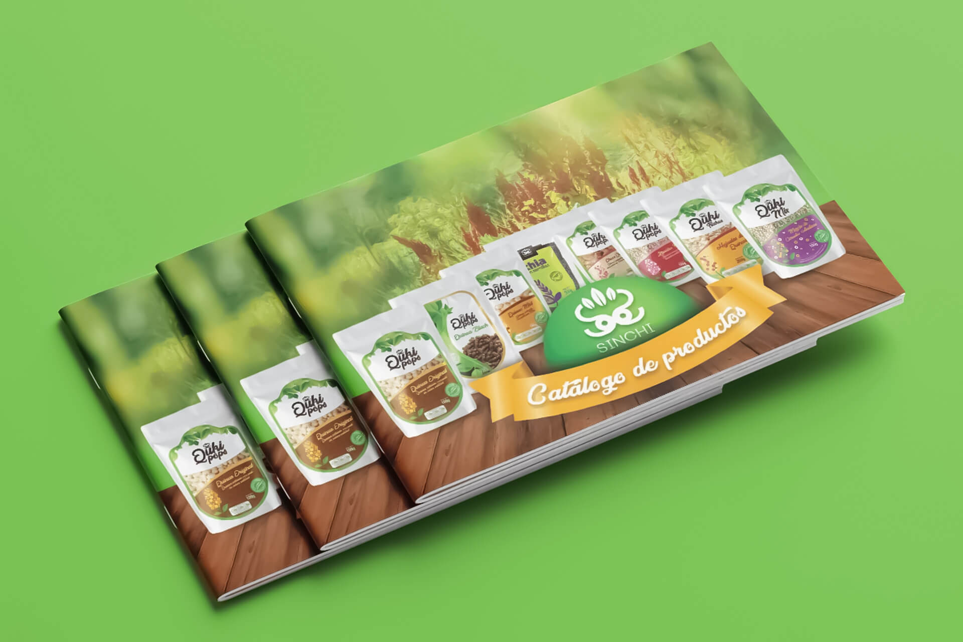 Diseño de flyers para redes sociales, volantes publicitarios y catálogo para Sinchi Alimentos