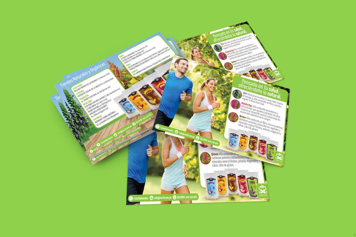 Diseño de volante impreso para promocionar productos Sinchi