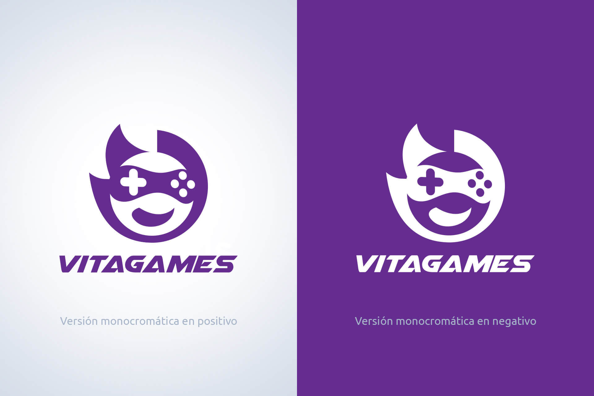 Versiones monocromáticas del logotipo de VitaGames