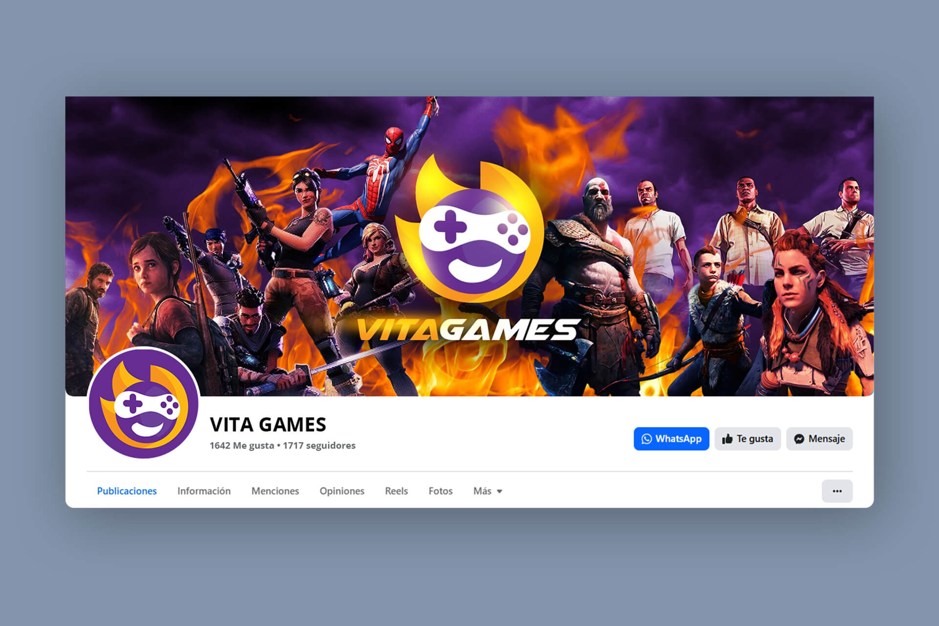 Diseño de logotipo, flyers y portadas para redes sociales para VitaGames